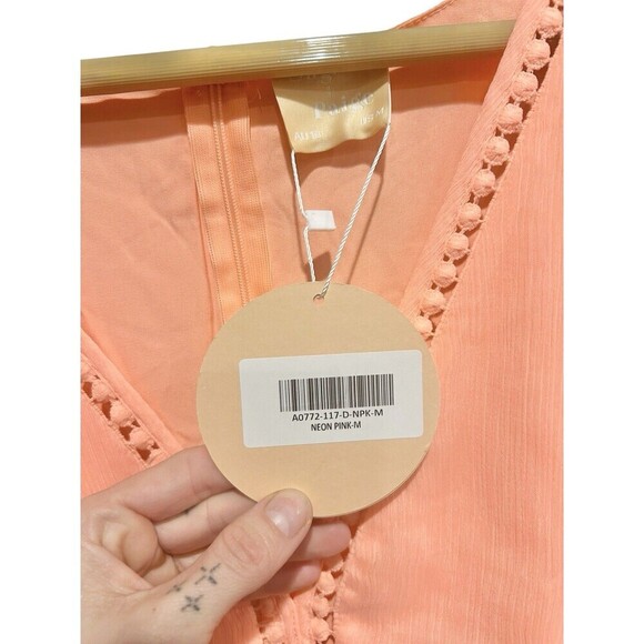 Nwt Sage & Paige In Heaven Mini Dress Neon Orange Pink Womens Size Medium Summer - Picture 5 of 9